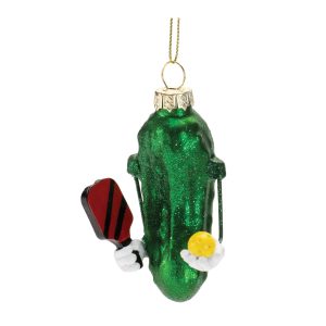 Pickleball Ornament (Set of 12) 3.5"H Glass