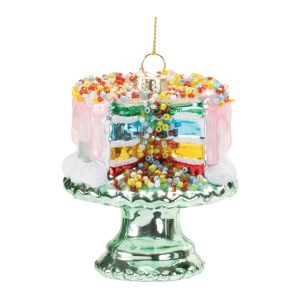 Layered Cake Ornament (Set of 6) 3.25"H Glass