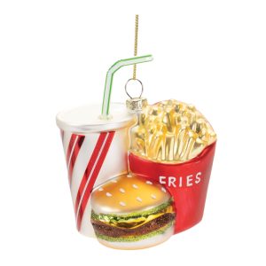 Burger/Fries/Drink Ornament (Set of 4) 4.5"H Glass