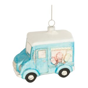 Ice Cream Truck Ornament (Set of 12) 4"H Glass