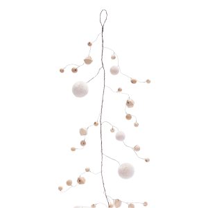Bead and Puff Garland (Set of 2) 5'L Wood/Polyester