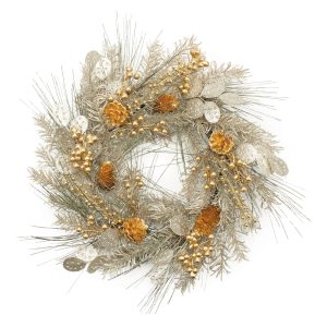 Mixed Pine and Berry Wreath 20"D Plastic