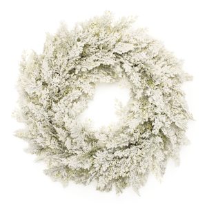 Flocked Pine Wreath 24"D Plastic