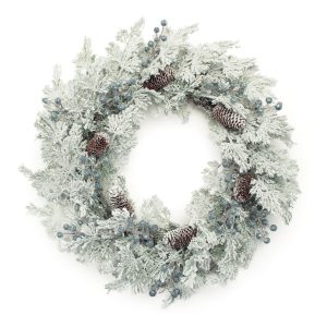 Flocked Pine Wreath 24"D Plastic
