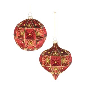 Ornament (Set of 6) 4"H, 4.5"H Glass