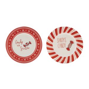 Santa Candy Plate (Set of 4) 8"D Ceramic