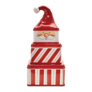 Santa Canister (Set of 3) 14.75"H Ceramic