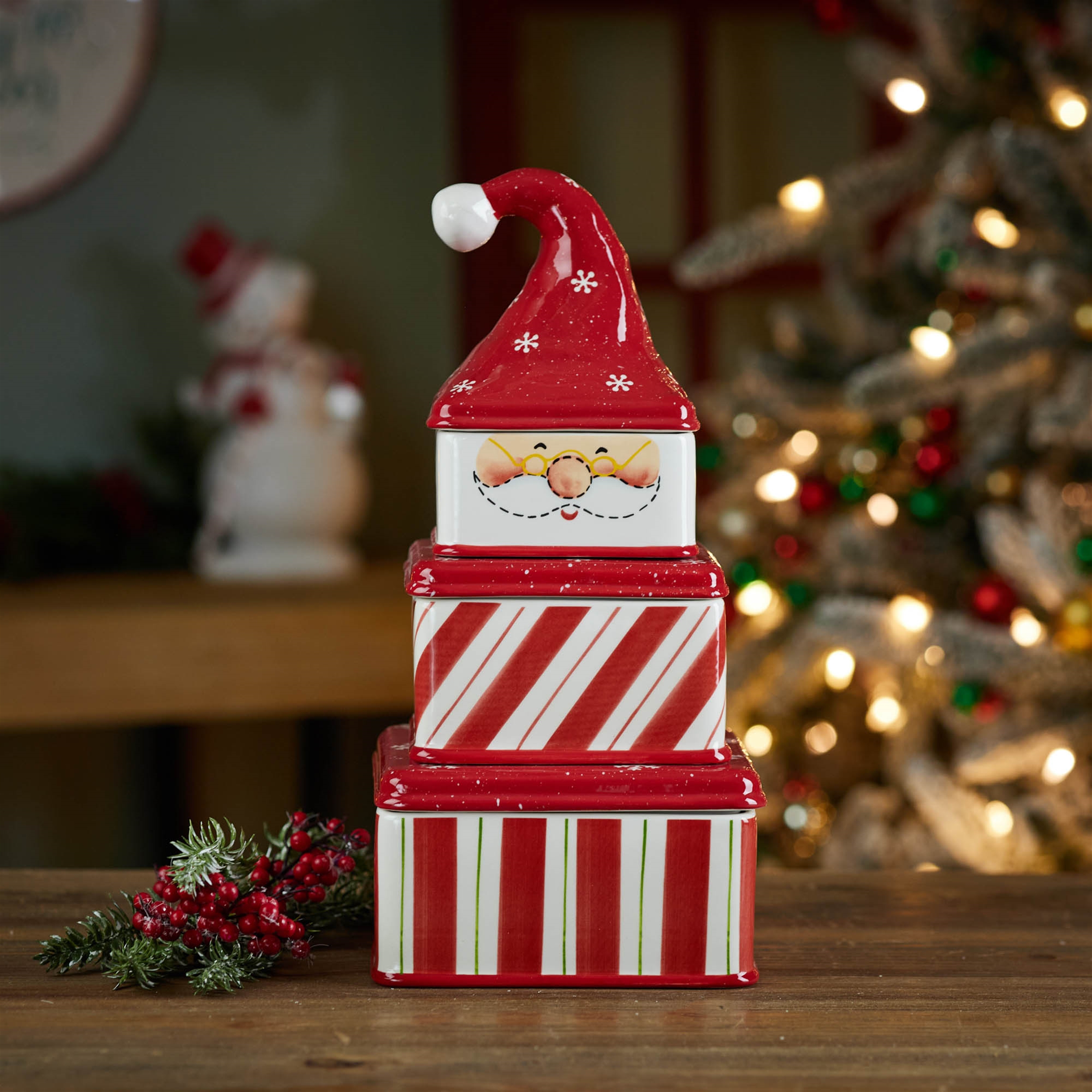Santa Canister (Set of 3) 14.75"H Ceramic - Image 2