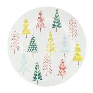 Plate w/Tree Pattern (Set of 4) 8"D Ceramic