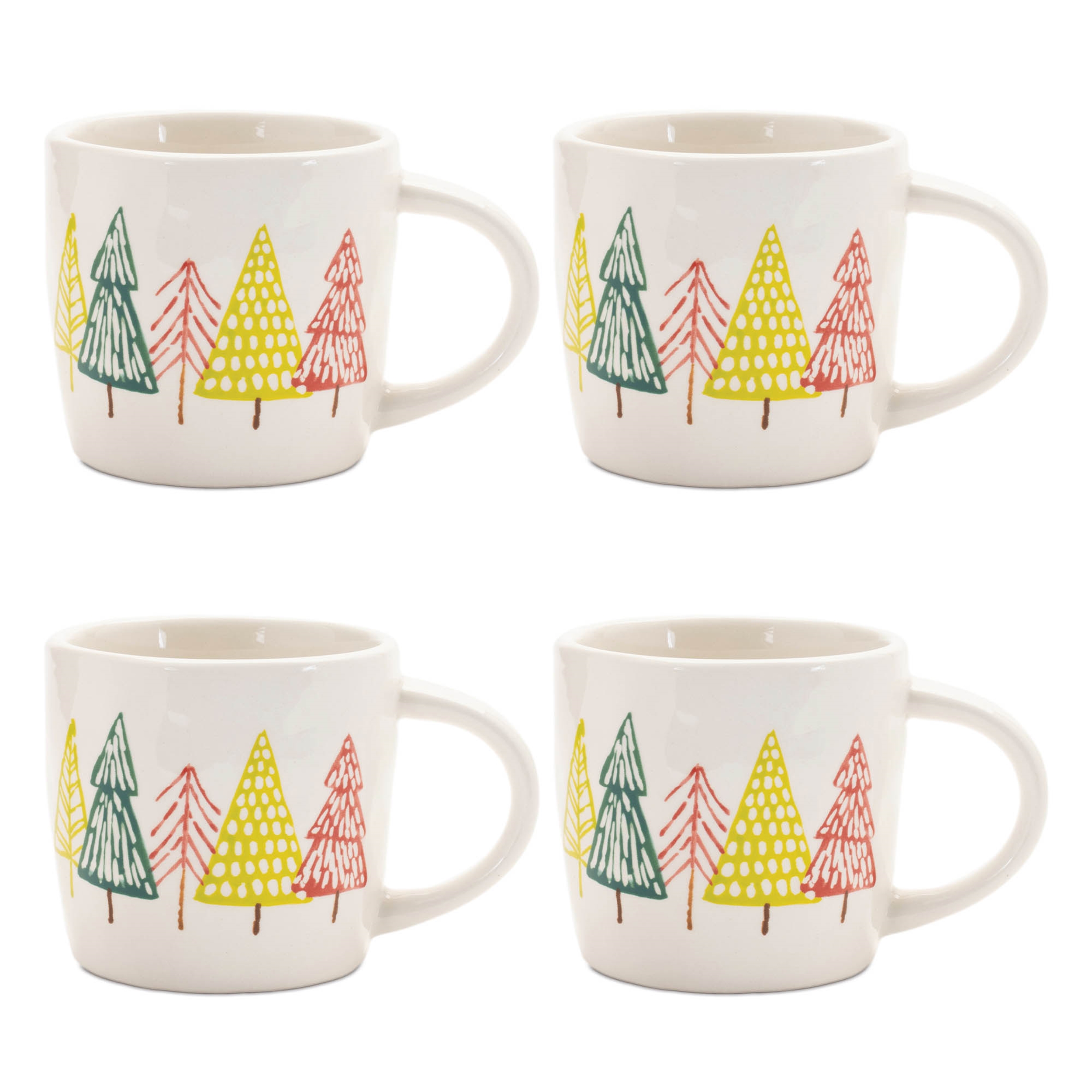 Mug w/Tree Pattern (Set of 4) 3.75"H Ceramic - Image 2