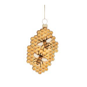 Bee and Honeycomb Ornament (Set of 12) 4"H Glass