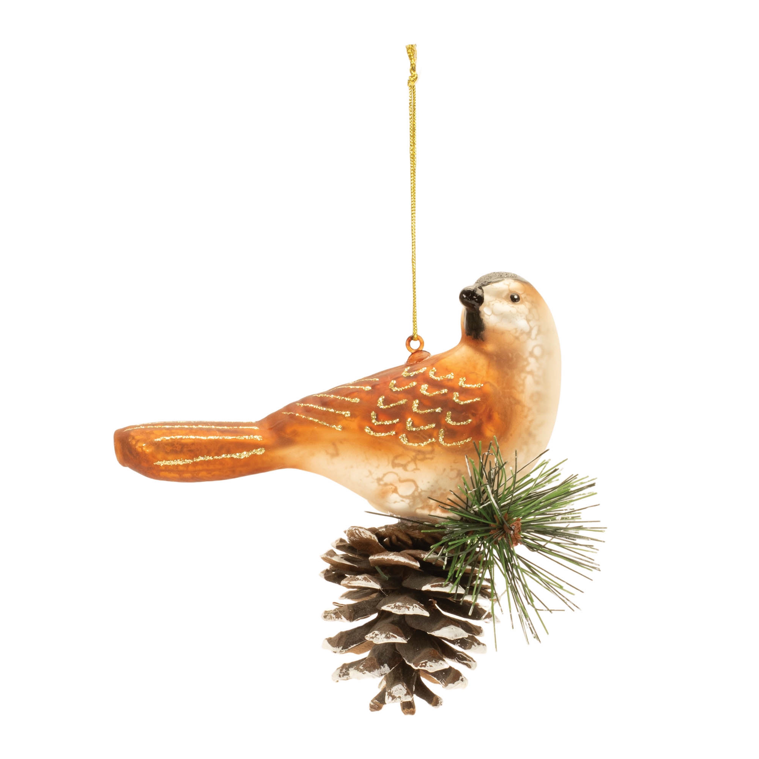 Bird and Cone Ornament (Set of 6) 5"H Glass - Image 2