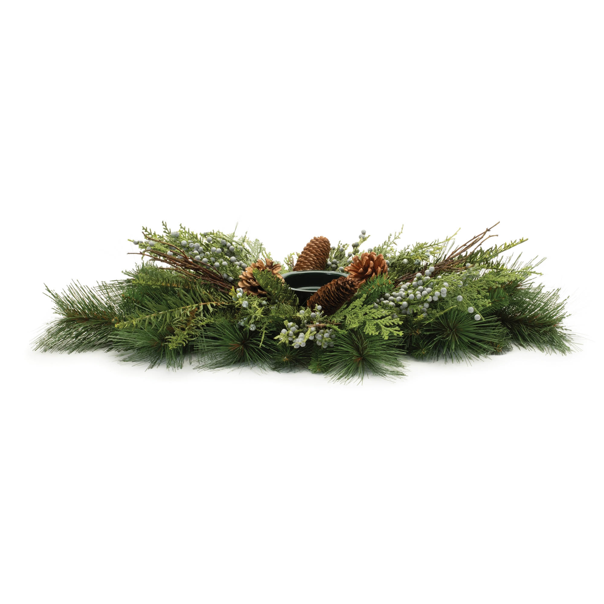 Mixed Pine Candle Holder Centerpiece 28"L x 6"H PVC/Metal - Image 2