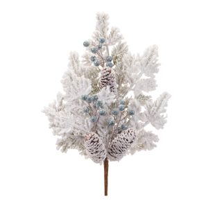 Flocked Pine w/Berry Spray (Set of 2) 26.5"H Plastic