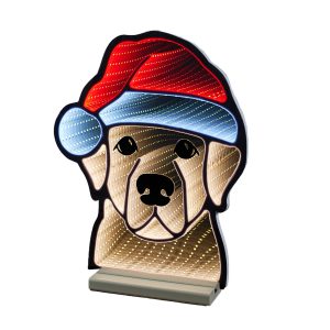 Dog w/Santa Hat Ekkolight 16.5"H Acrylic UL Plug