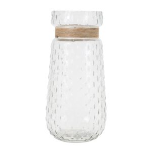 Vase (Set of 2) 5"D x 10"H Glass/Jute