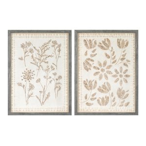Framed Floral Wall Decor (Set of 2) 18"L x 24"H Glass/MDF/Paper