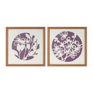 Framed Floral Wall Decor (Set of 2) 14"SQ Paper/MDF/Glass