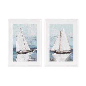 Framed Sail Boat Print (Set of 2) 19.5" x 27.5"H Wood/MDF