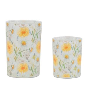 Candle Holder (Set of 2) 3.75"D x 5"H, 4.5"D x 7"H Glass
