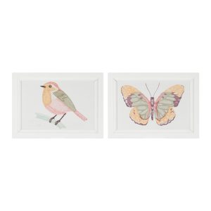 Bird and Butterfly Plaque (Set of 2) 11.5"L x 8.5"H MDF