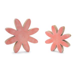 Flower (Set of 2) 5.5"H, 7.5"H Wood
