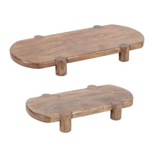 Pedestal (Set of 2) 13.5"L x 7"W x 2.25"H, 19.5"L x 9"W x 2"H Wood
