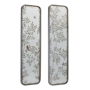Wall Mirror (Set of 2) 10"L x 36"H MDF/Metal/Glass
