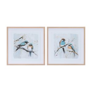 Framed Bird Print (Set of 2) 21"SQ Plastic/Paper
