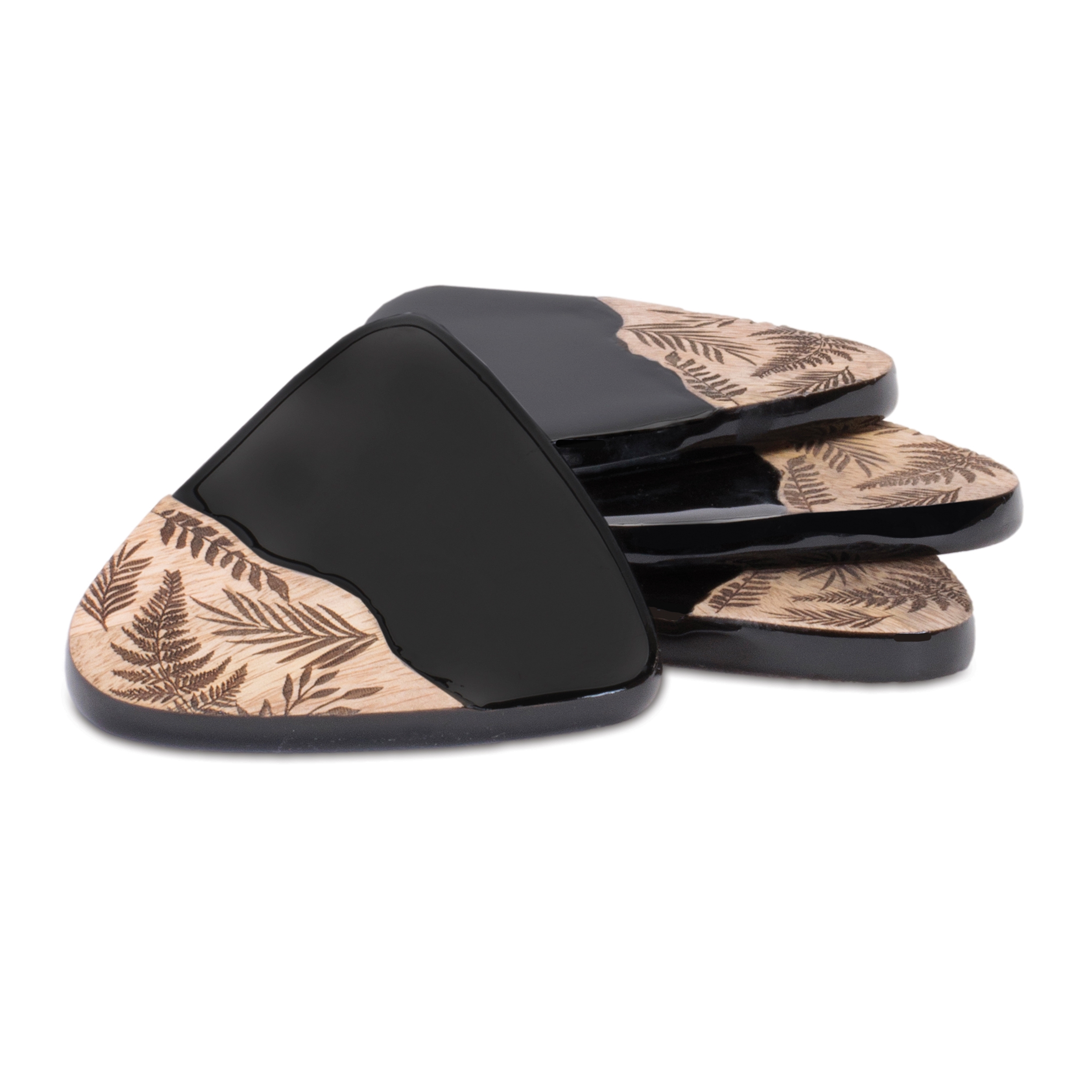 Coaster w/Holder (Set of 5) 5"H Wood - Image 2