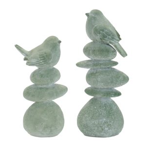 Bird on Rocks (Set of 4) 8.25"H, 10.25"H Resin
