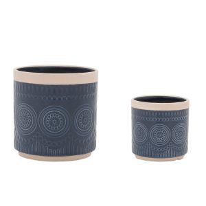 Container (Set of 2) 4"D x 4"H, 6"D x 6"H Ceramic