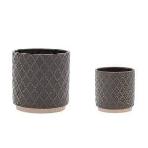 Container (Set of 2) 4"D x 4"H, 5.75"D x 5.75"H Ceramic