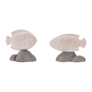 Fish on Rock (Set of 4) 5.75"L x 5.5"H, 6.5"L x 5.75"H Resin