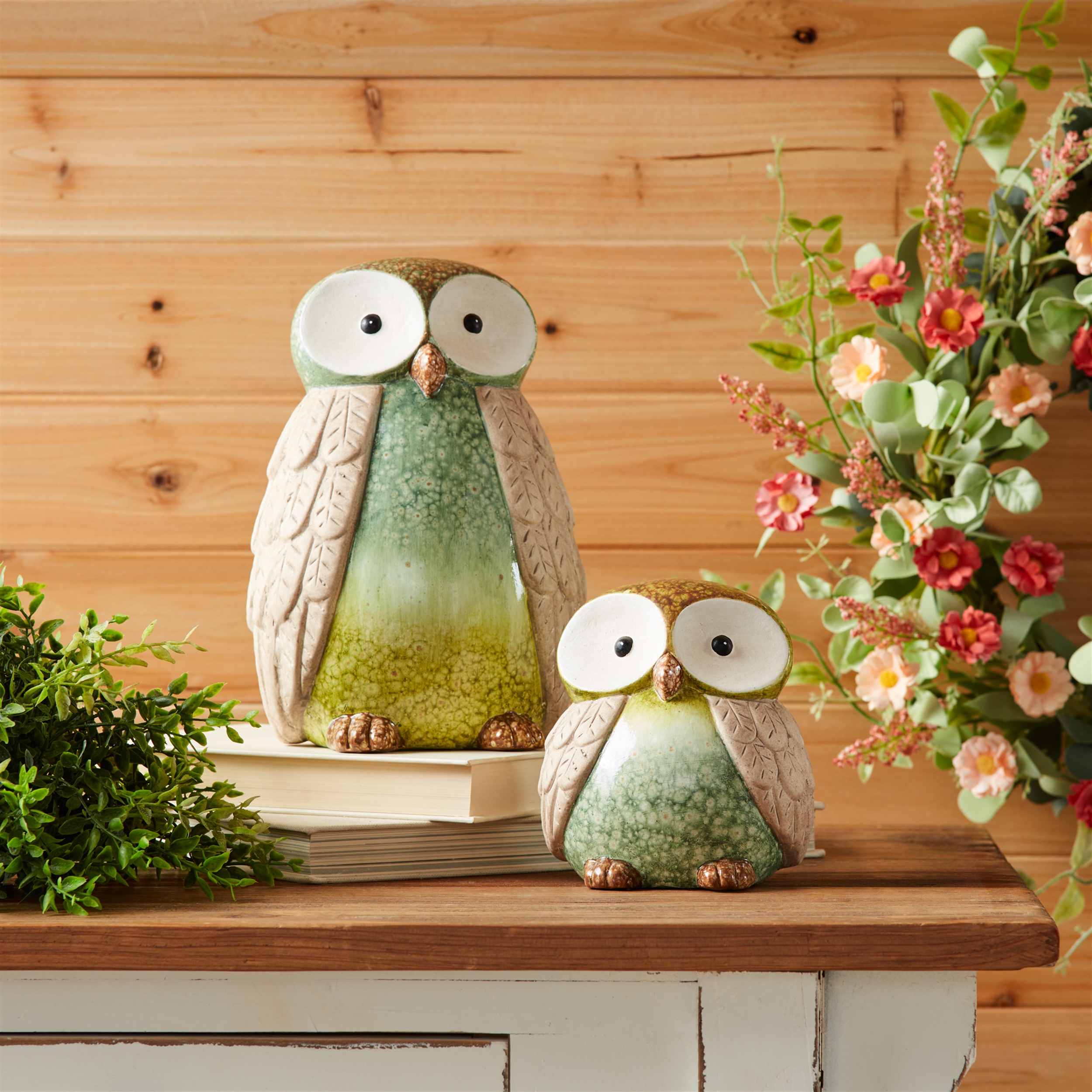 Owl (Set of 2) 6"H, 10"H Terra Cotta - Image 5