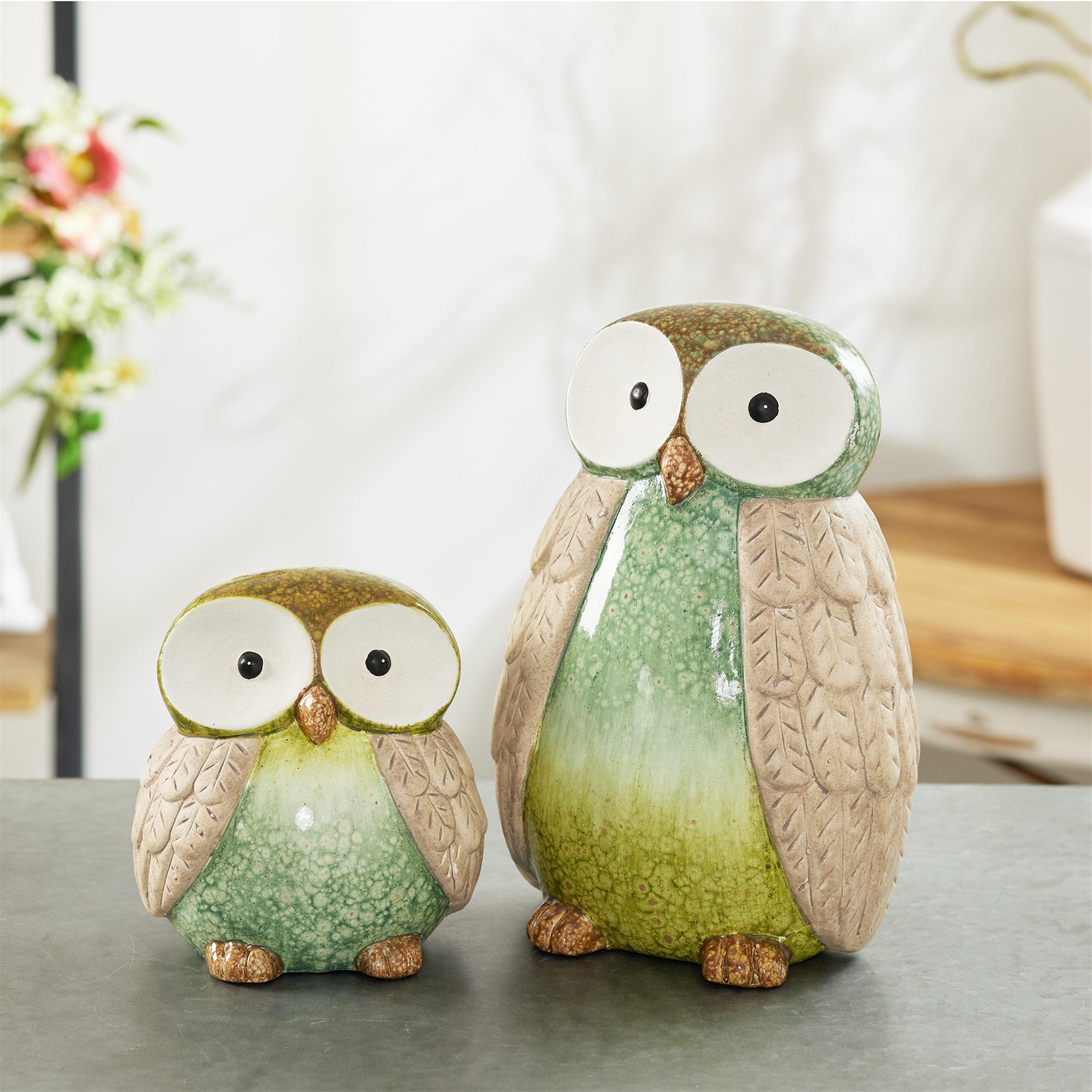 Owl (Set of 2) 6"H, 10"H Terra Cotta - Image 2
