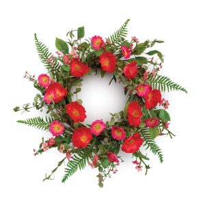 Mixed Poppy Wreath 22"D EVA/Polyester