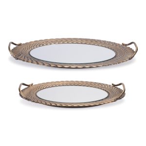 Mirror Tray (Set of 2) 18"L x 10"W, 22"L x 12"W Metal/Glass
