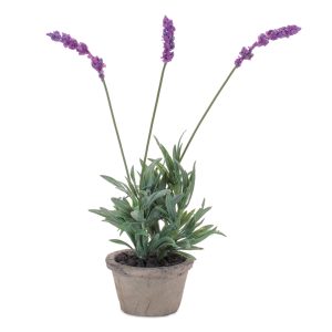 Potted Lavender 14.5"H Polyester/Cement