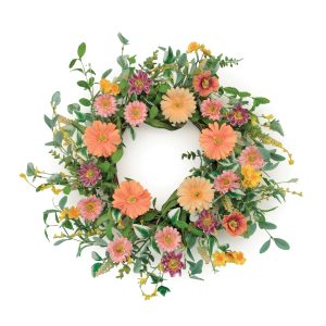 Mixed Gerbera Daisy Wreath 24"D Polyester