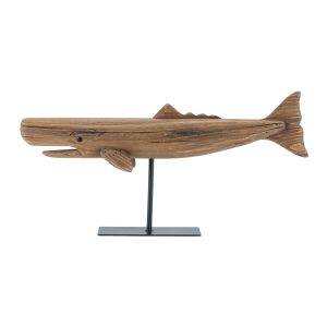 Whale on Stand (Set of 2) 17.5"L x 9"H Wood/Metal