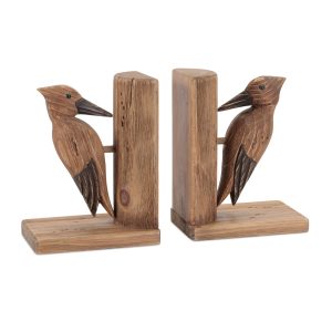 Woodpecker Bookends (Set of 2) 6.5"L x 8.75"H Wood