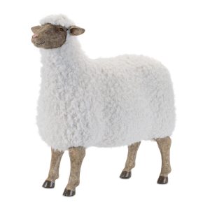 Sheep 23"L x 21"H Resin/Faux Fur